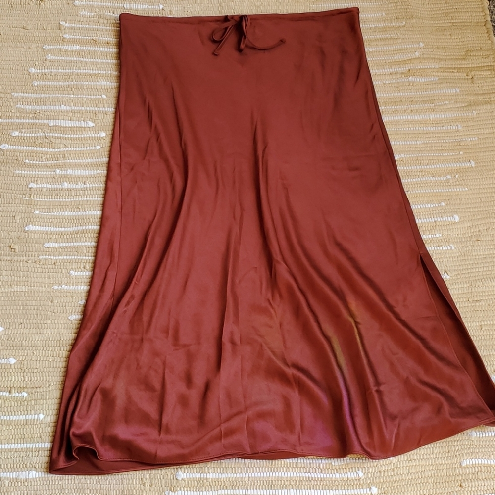 Madewell satin midi slip skirt